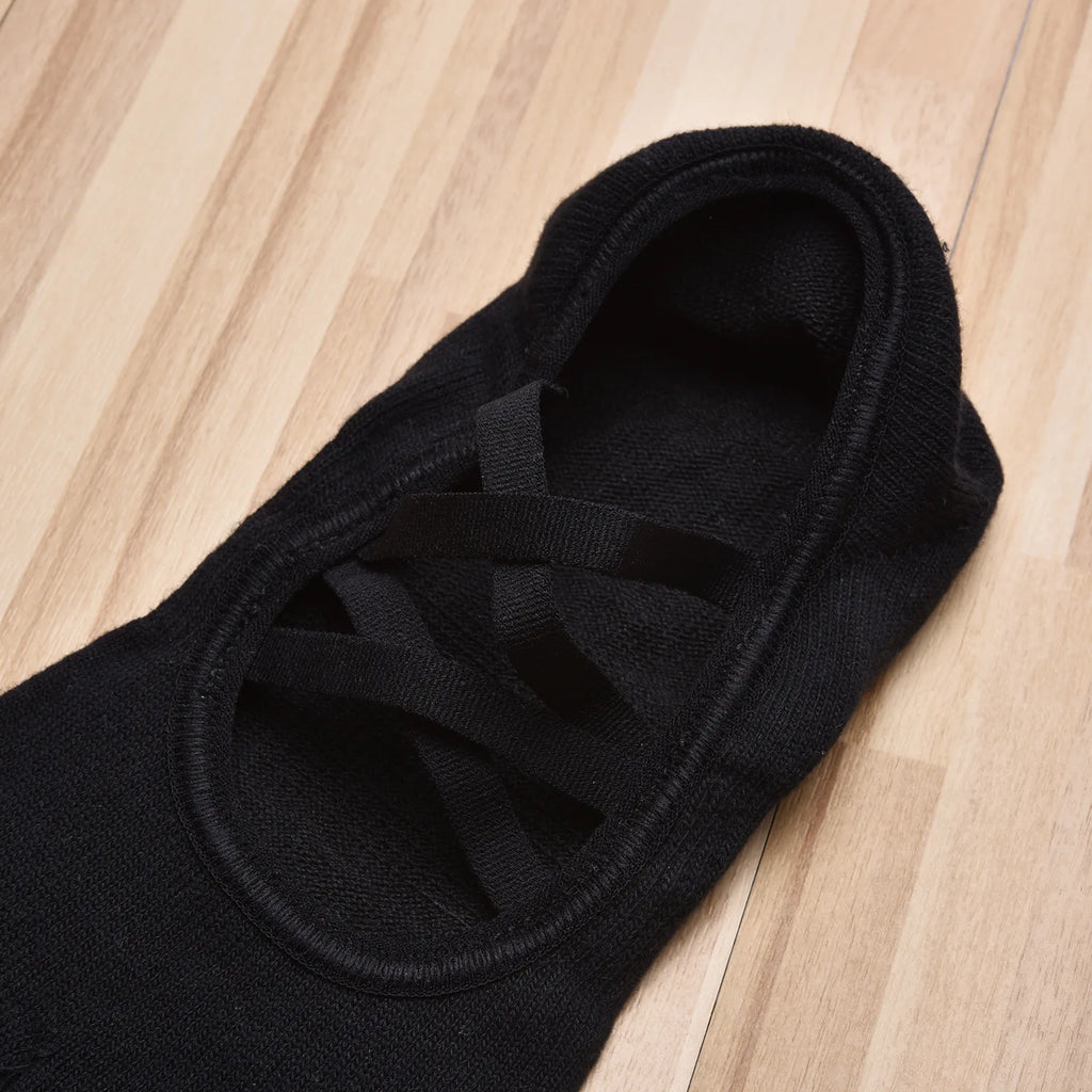 Women Bandage Breathable Pilates Socks Ladies Anti-slip Cotton Backless Sock Five Toes Ballet Dance Fitness Workout Sports Socks