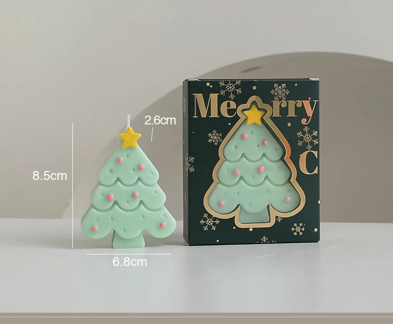 Christmas Scented Candle with Box Mini Christmas Tree Shape Fragrance Candle Home Decor Candle Gift for Friends Women Souvenir