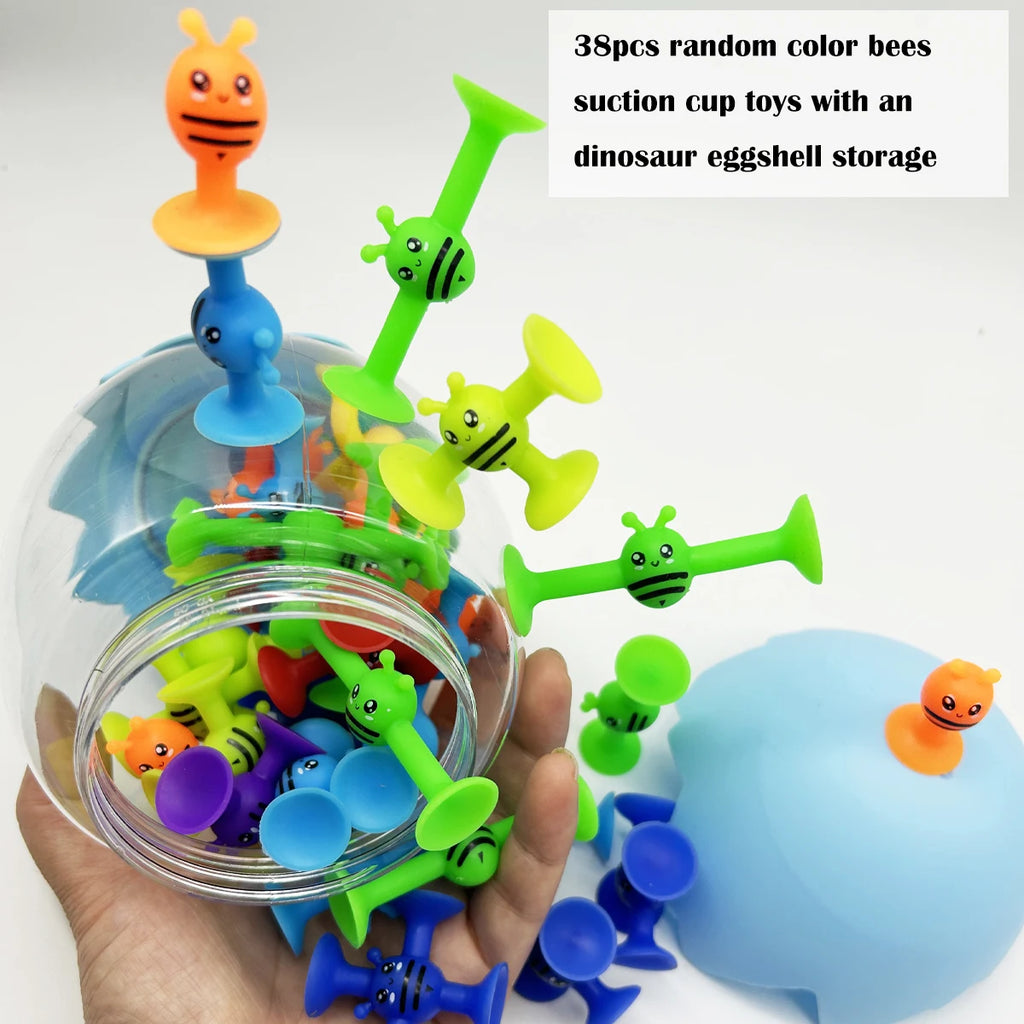 Bees Suction Cup Toys With Dinosaur Eggshell Storage