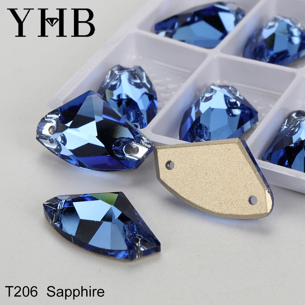 YHB Top Quality Galactic Axe Glass Crystal AB Moonlight Sewing Stones Flatback Sew on Rhinestones For Garment Clothes Bags