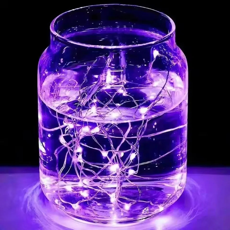 30/50/100LED Copper Wire String Lights Battery Powered Halloween Purple