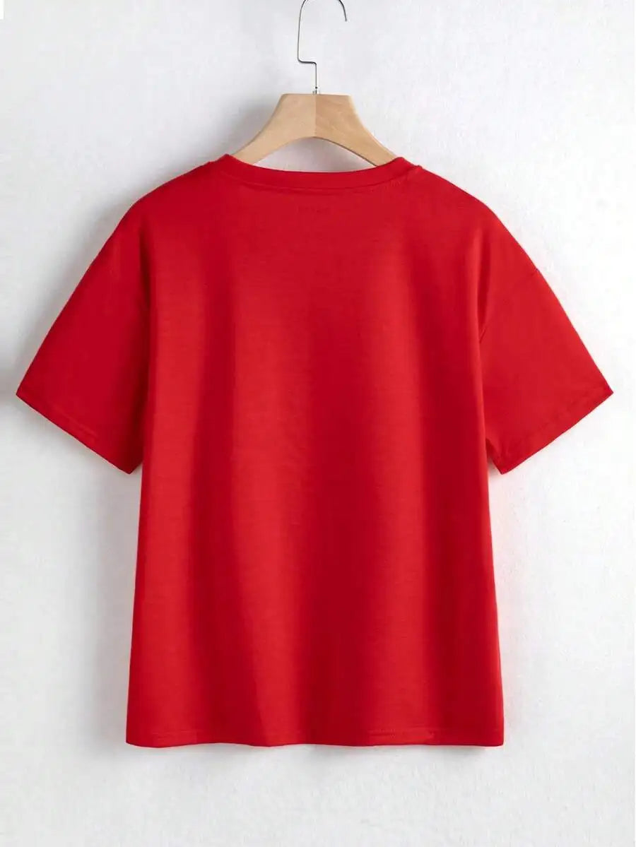 Fashion Women Crew Neck Short Sleeve T-Shirt Oversized Loose
