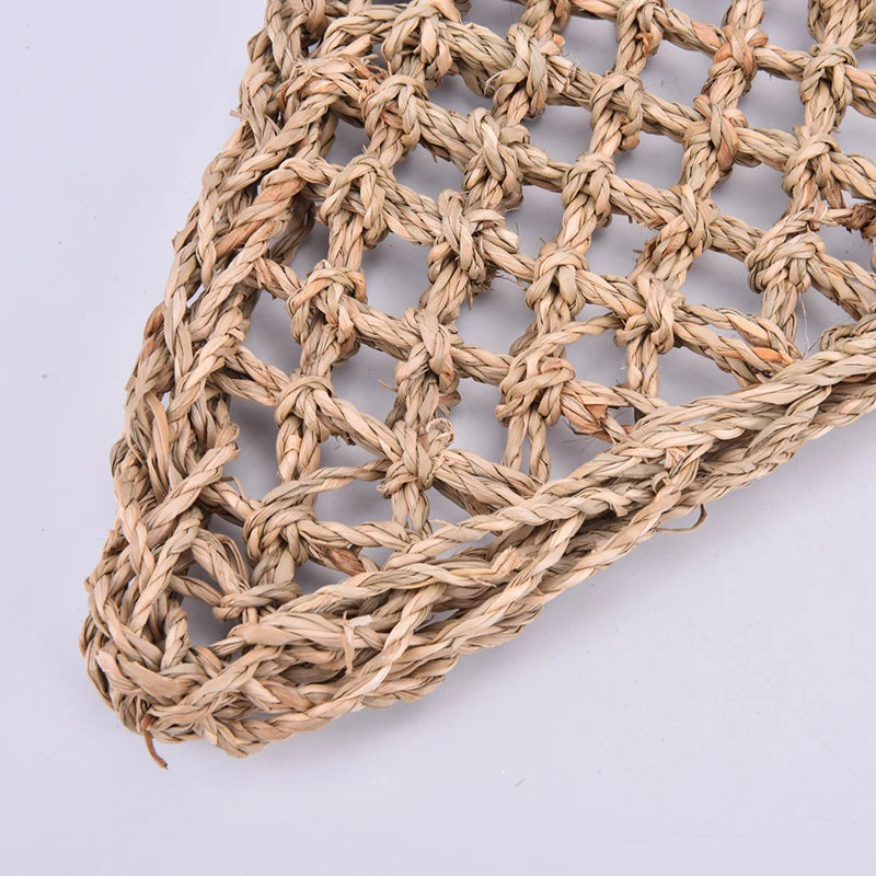 1x Hand-knitting Seaweed Pad Washable Pet Cushion Bird Ladder Stand Toy Lizard Crawling Shelf Lounger Hammock Small Pet Bed Mat