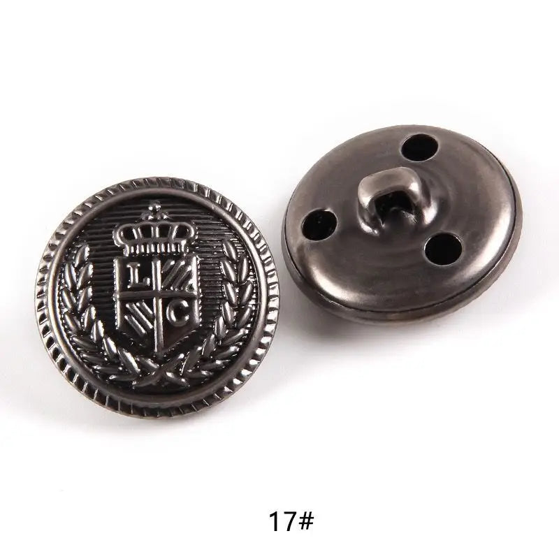 10pcs 15/20/25mm Metal Vintage Coat Suit Uniform Button Retro Copper Buttons Round Shank button DIY Sewing Ornaments