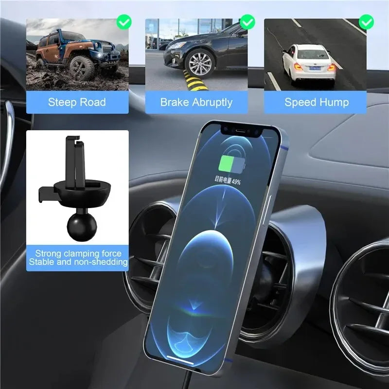 Magnetic Car Wireless Charger Magnet Fast Charging Station Car Phone Holder Mount for iPhone 17 16 15 14 13 Pro Max Min Macsafe