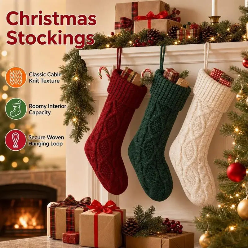 Knitted Christmas Stockings,Soft Xmas Stockings,Christmas Hanging Socks,Christmas Tree Decoration for Christmas Party
