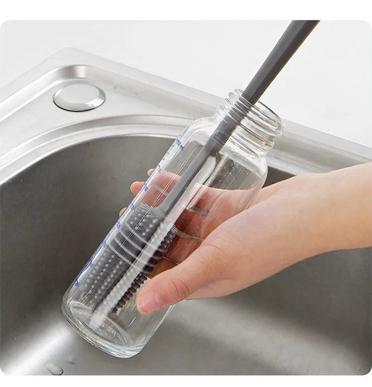 Silicone Cup Brush Milk Bottle Cleaning Brush Long Handle Water Bottles Cleaner Glass Cup Cleaning Brush Kitchen Cleaning Tools