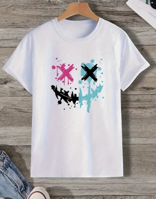Men&amp;apos;s Geometric Print T-Shirt - Summer Business Casual Short