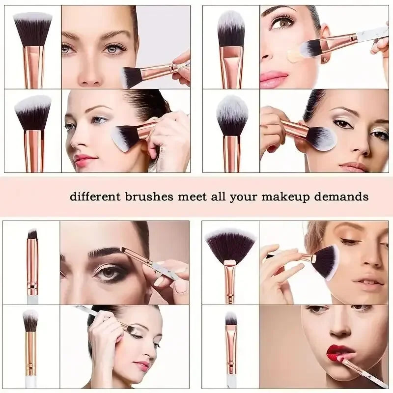 Marble Makeup Brushes Premium Synthetic Kabuki Foundation Blending