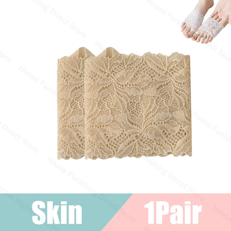 Summer Thin Lace Invisible Socks Split Toe Forefoot Socks for Women High Heel Slippers Shoes Breathable Lace Socks for Halloween