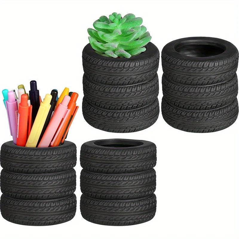 1pc Creative Tire Shaped Pen Holder School Stationery Supplies Pencil Holder Storage Bucket Unique Office Desk Organizer