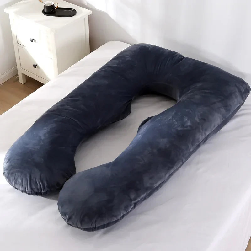 Soft Fleece U-shaped Pregnancy Pillow - Multi-function Maternity Body