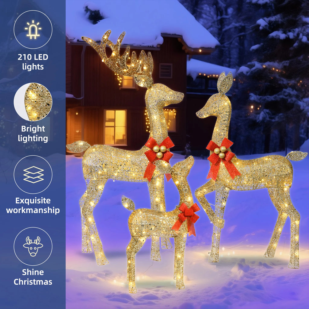 3D 3-Piece Outdoor Reindeer Christmas Decorations