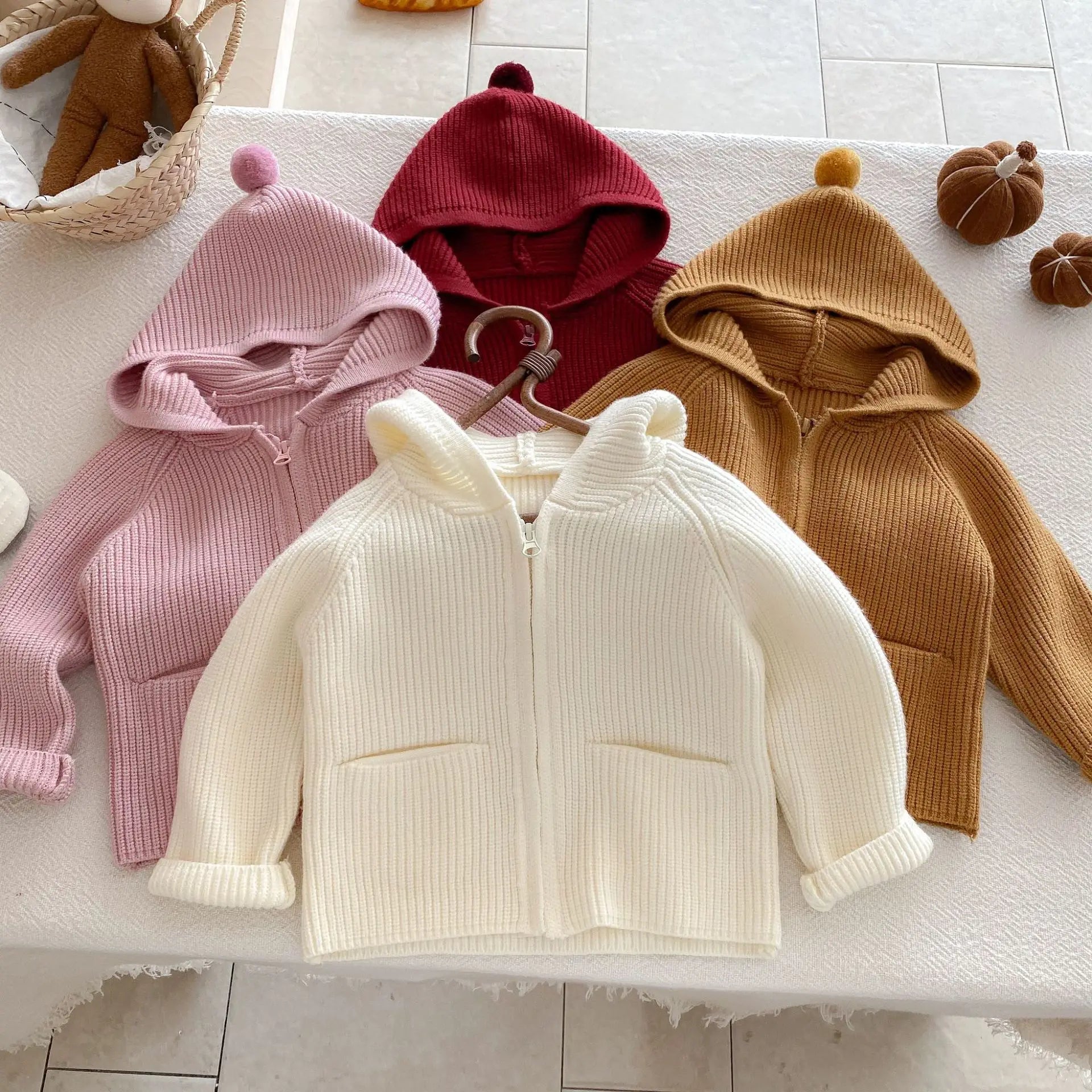 Autumn Baby Girls Hoodie Jacket Kids Sweater Long Sleeve Knitted Cardigan T-Shirt Children Tops Zipper Sweatshirt Child Coat