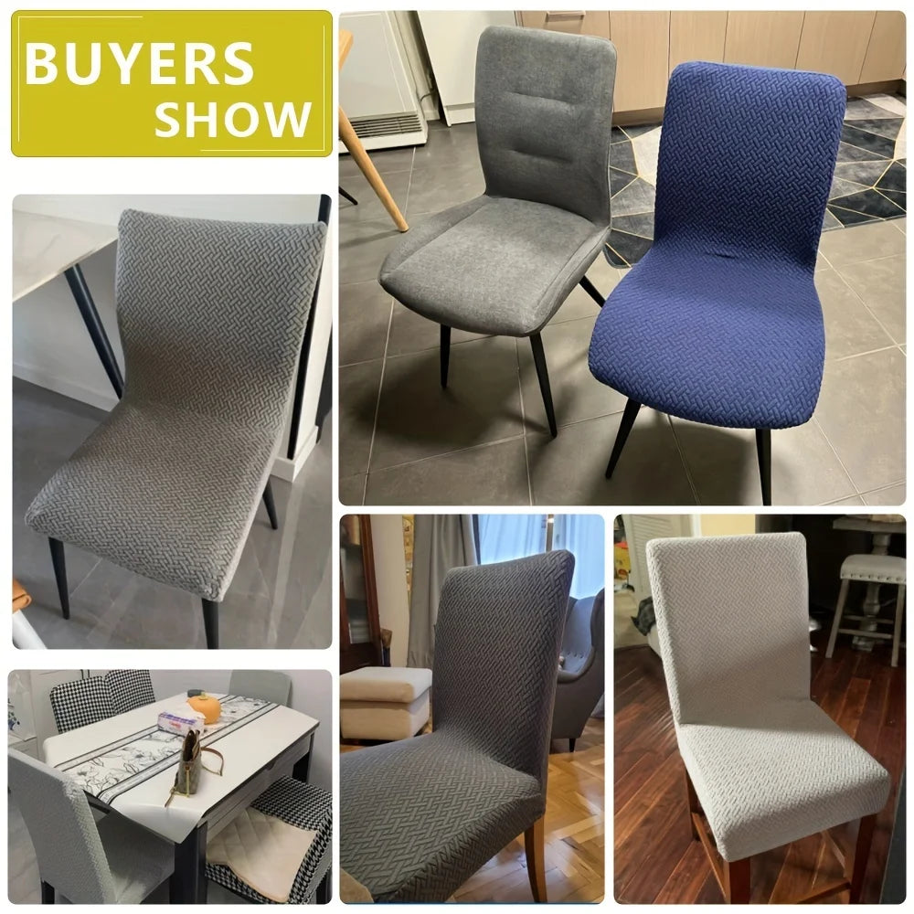 Elastic Dining Chair Cover Stretch Seat Slipcover Jacquard Spandex Protector Case for Kitchen Chair Seat Home Hotel Banquet