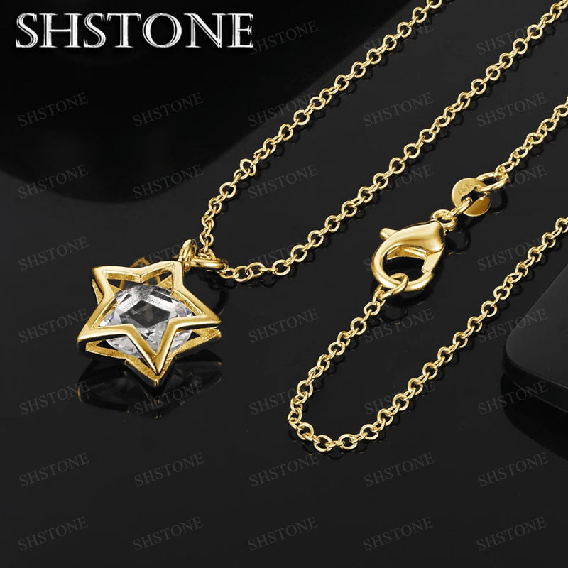 Arrive 40-60cm 18K Gold Crystal Star Charms Necklace Box Chain for