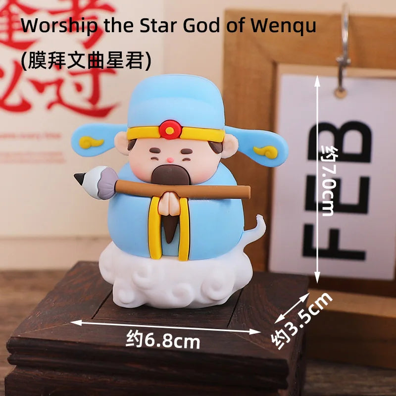 Chinese Deity Figurines Desk Organizer Creative Car Interior Zen Decor Office Stress Relief Ornament Car/Buddha Shrine Decor