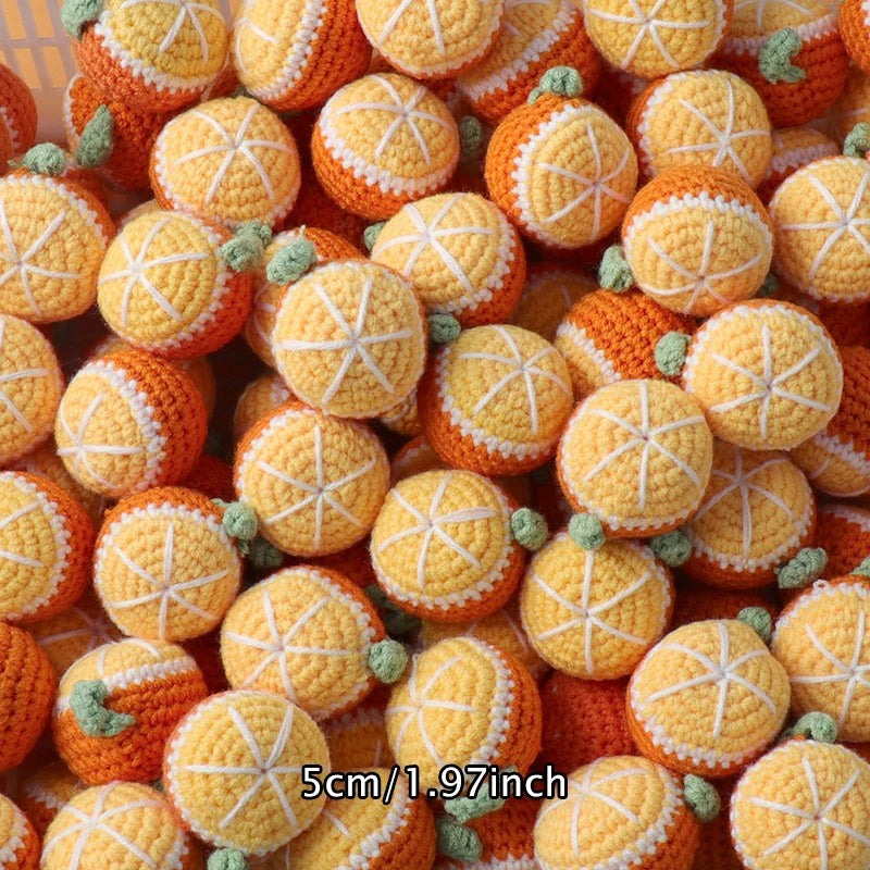 1pc Finished Handmade Knitted Fruit Pendant Crocheted Wool Strawberry Orange Bag Car Key Ring Pendant Handbag Charms Gifts