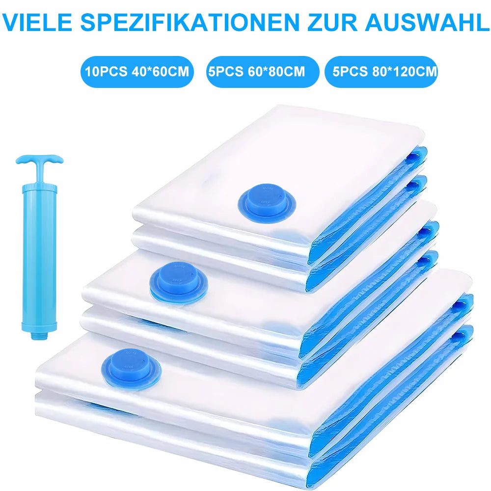 Vacuum Storage Bags Transparent Folding Compressed Space Storage Bag Travel Seal Packet Organizers For Clothes Pillow Bedding