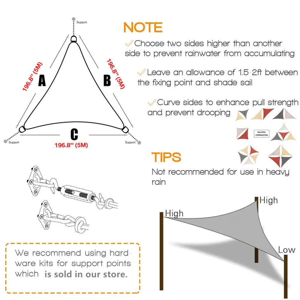 Waterproof Sun Shade Sail Square Rectangle Triangle Garden Canopy UV Block Pool Shade Cloth Sun Shelter Camping Hiking Tents