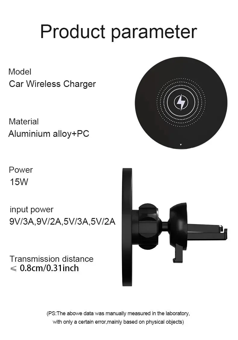 Magnetic Car Wireless Charger Magnet Fast Charging Station Car Phone Holder Mount for iPhone 17 16 15 14 13 Pro Max Min Macsafe