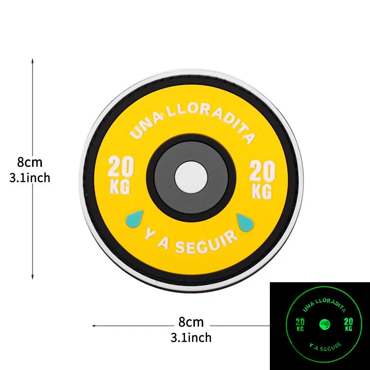 20kg Strength Lifting Barbell 500m A Llorar A Dar Por Patch PVC Emblem With Hook Fastening For Backpack Cap Vest Helmet Uniform