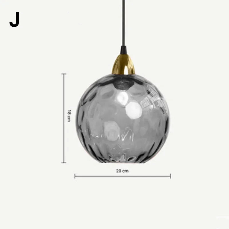 Modern Colored Glass Ball Lustre Pendant Lights Nordic Water Grain Restaurant Kitchen Hanging Light Fixture Bedroom Bedside Lamp