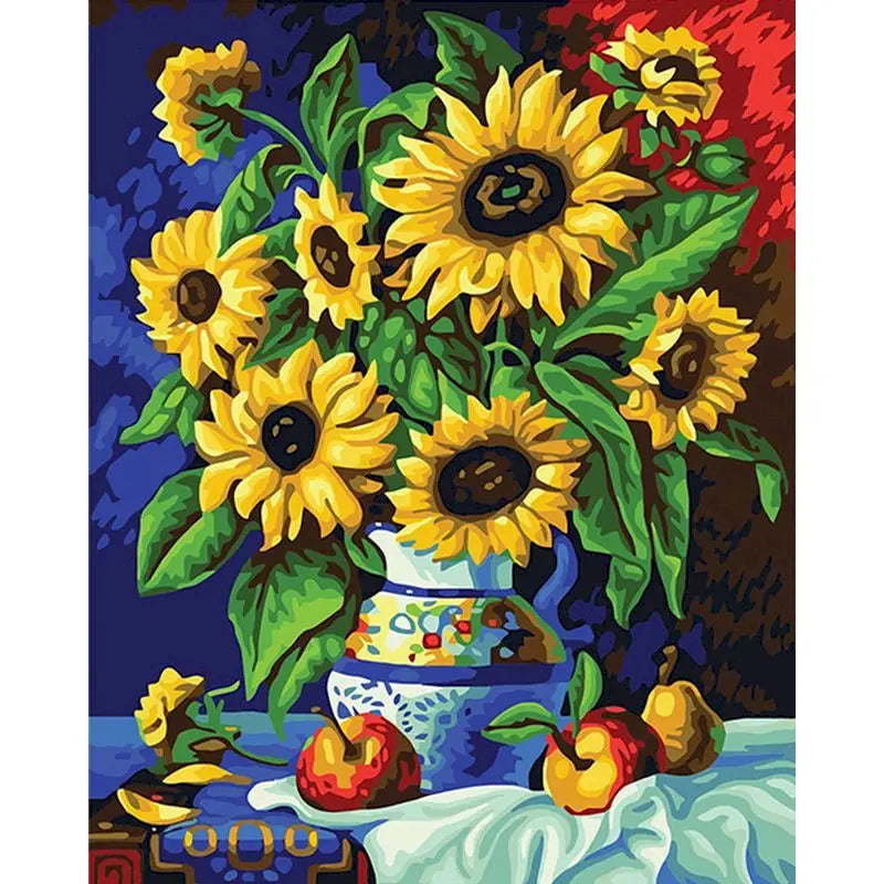 GATYZTORY DIY Frame Painting By Numbers Kits Sunflowers Abstract Modern Home Wall Art Picture Flowers Paint By Numbers