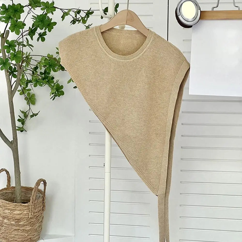 for Blouse Knitted Shawl Vest Solid Color Warm Triangle Beveled Edge Vest Clothing Accessories Polyester