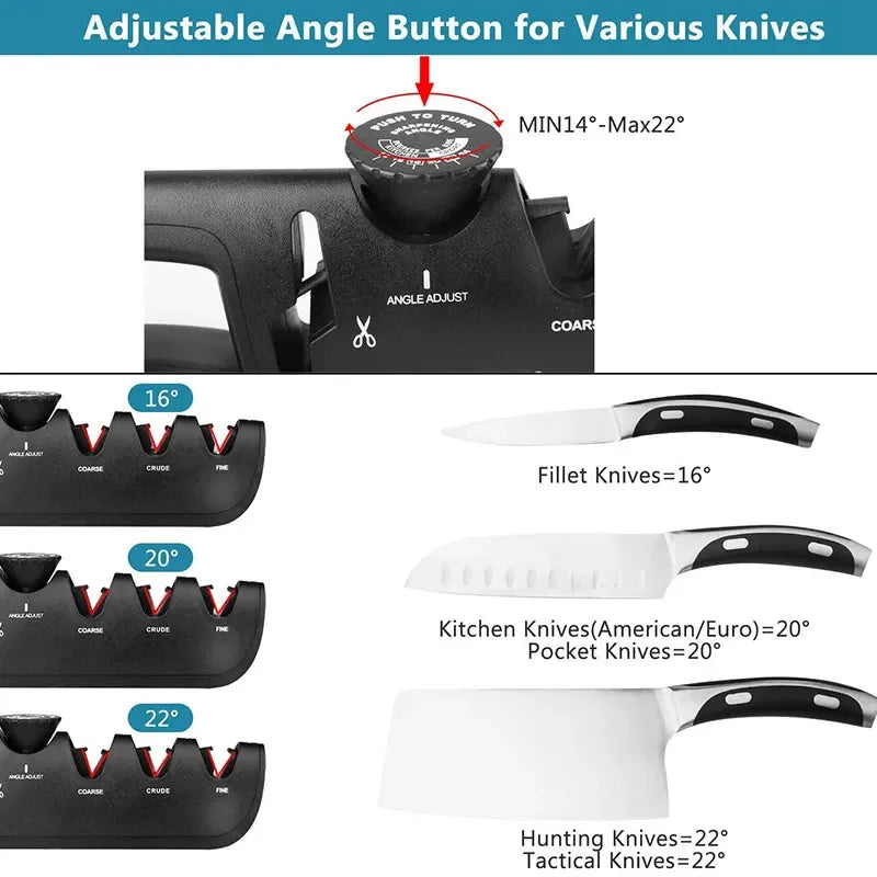 New Upgrade Angle Adjustable Knife Sharpener Professional 4 In 1 Kitchen Knives Grinder Scissors Sharpening Stone Home Tools