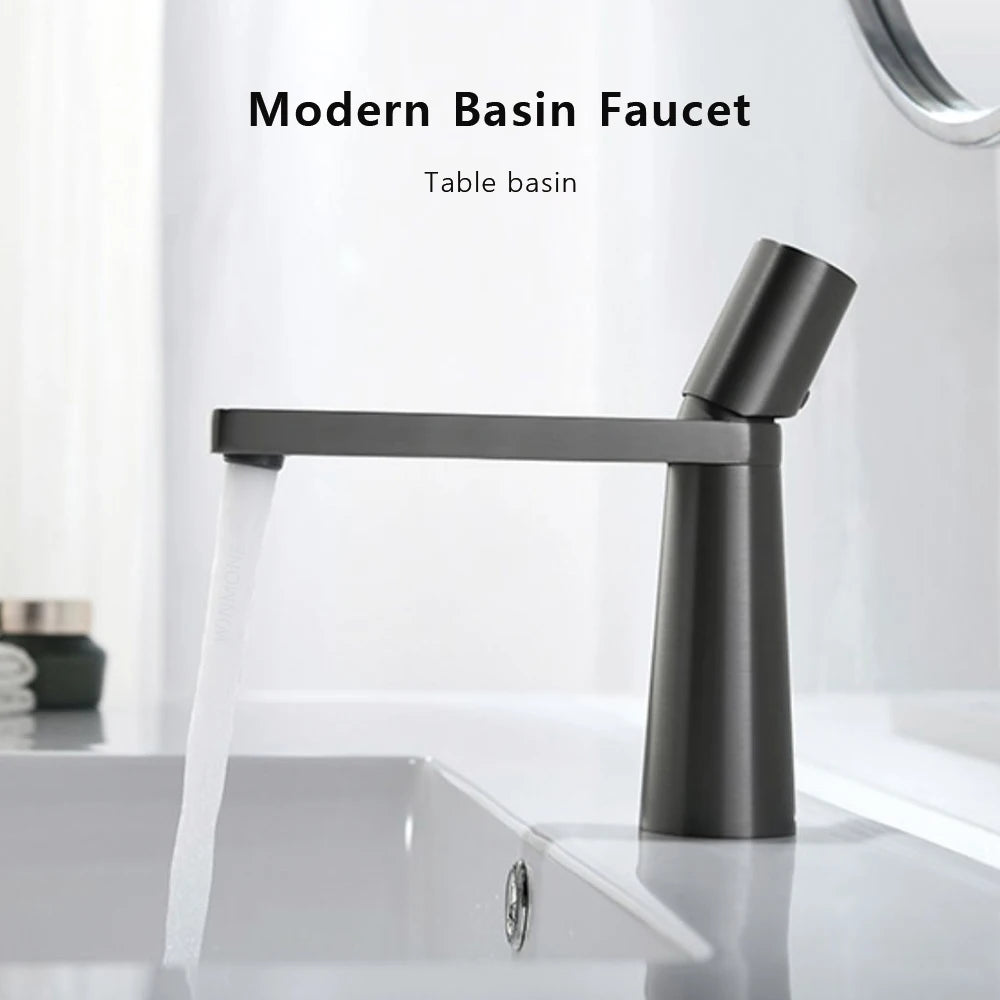 Modern Basin Faucet Brushed Gold Brass Bathroom Mixer Faucet