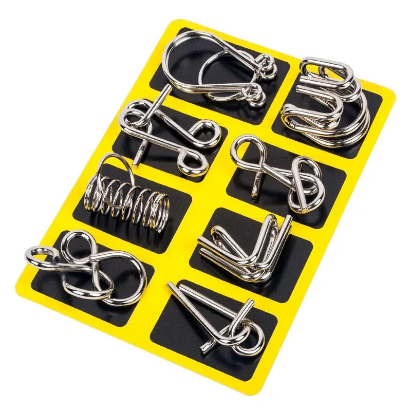 8 Pcs Metal Wire Puzzle Set, Brain Teaser IQ Logic Games for Adults, Challenging Montessori Mind Puzzles for Focus & Skill Train