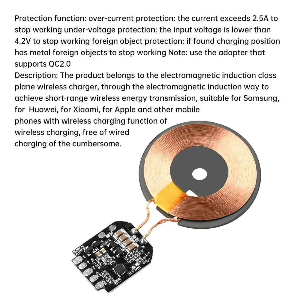 15W Wireless Charging Module Transmitter PCBA Wireless Charger Motherboard Magnetic Wireless Charging Motherboard with Coil