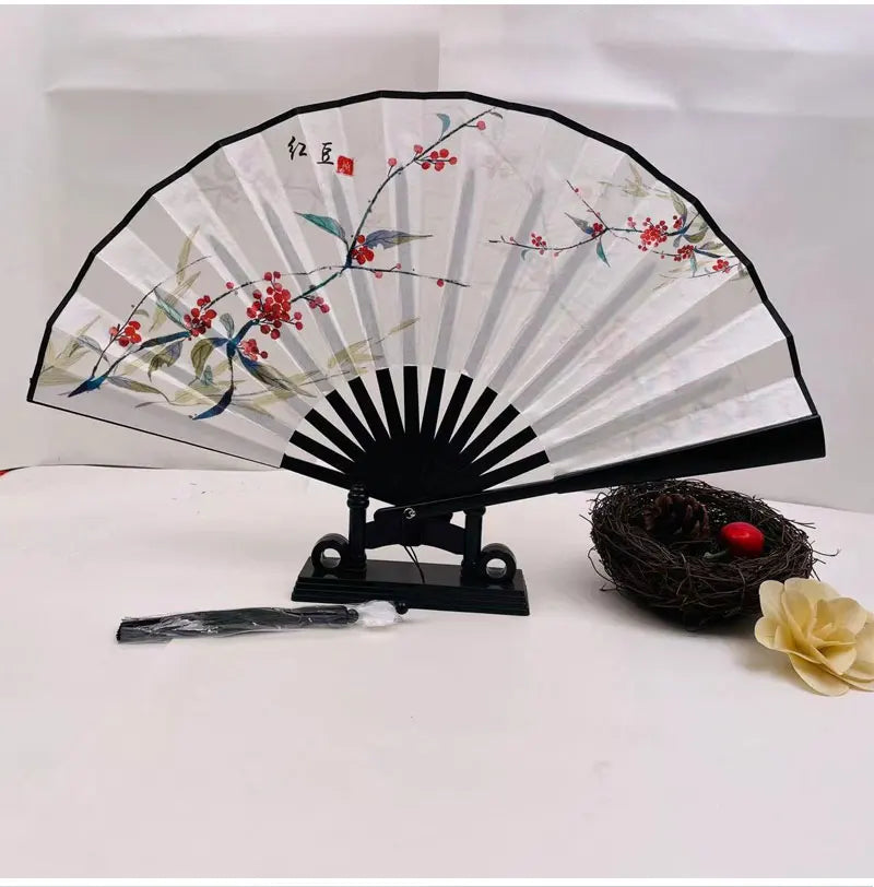 With Tassel Art Craft Style Foldable Hand Fan Portable Folding Fan Wedding Party Photo Props Guest Gifts Home Decor Craft