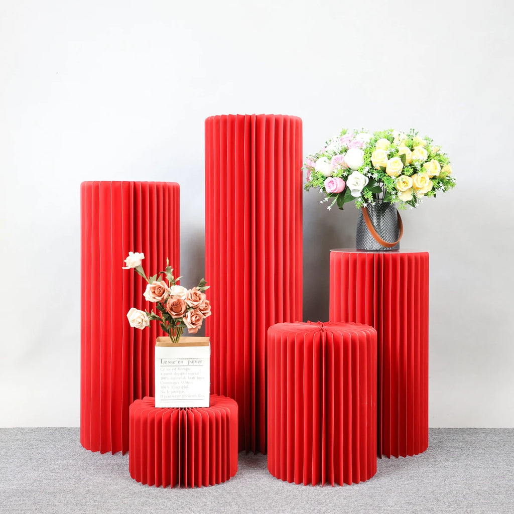 Centerpieces Cardboard Vases Foldable Cardboard Display Columns Stand for Wedding Birthday Party Backdrop Cupcake Decorations