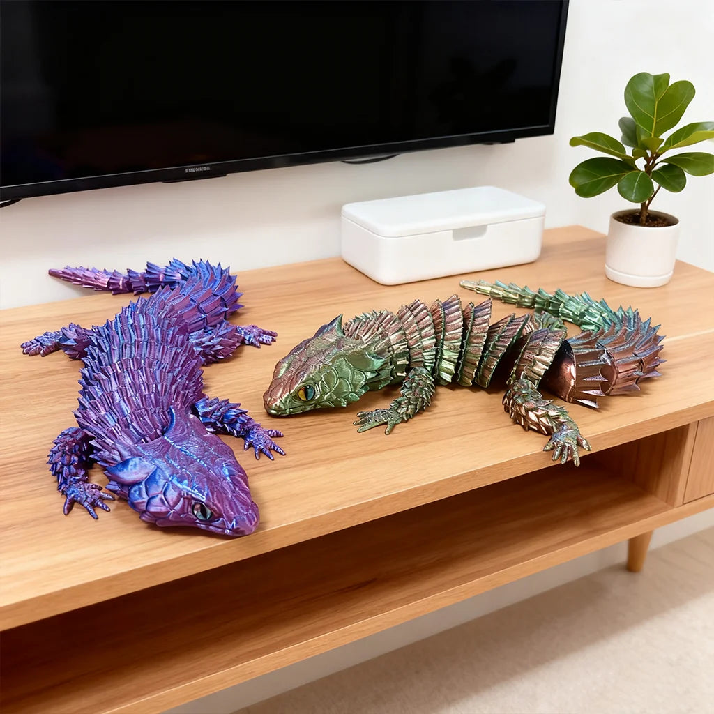 3D Printed Lizard Statue, Flexible 3D Printed Animal, Colorful Figurines Statue, Gifts, 36.5Cm/14.37In, 23.5Cm/9.25In