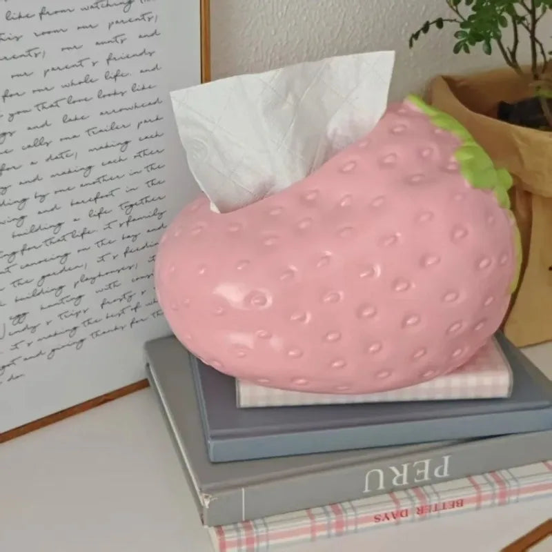 Creative Cute Strawberry Tissue Box Universal Napkins Box Plastics Paper Towel Case Bedside Table Large Capacity