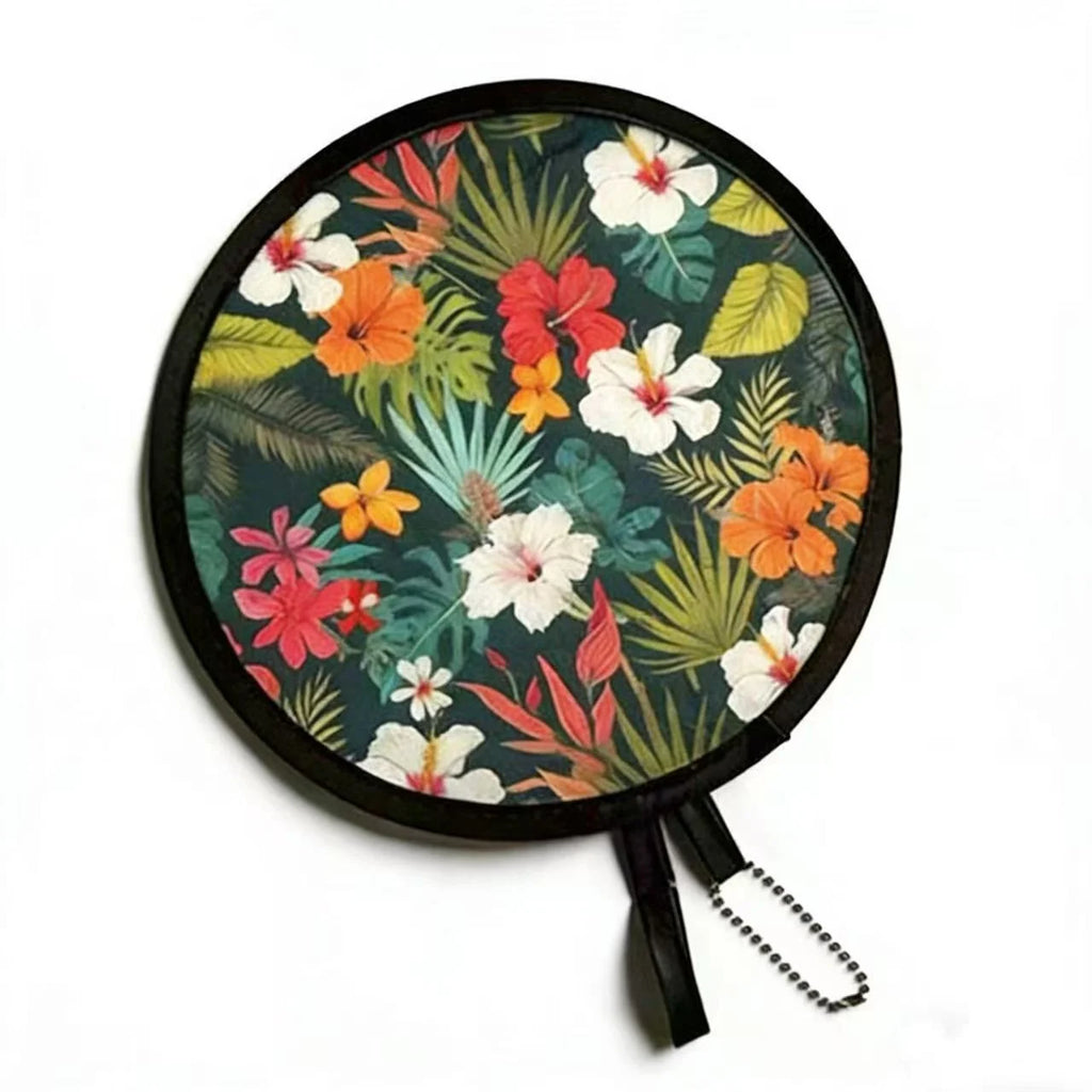 1pc Summer handheld folding fan, suitable for both men and women, round foldable hand fan, suitable for summer travel, outdoor s