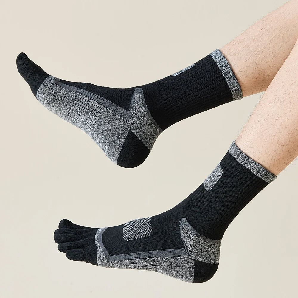3 Pairs Fleece Toe Socks Men Autumn Winter Warm Five Finger Socks Man High Quality Cotton Sports Crew Socks Running