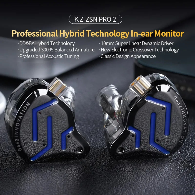 KZ ZSN Pro 2 Metal In-ear Headphones 1ba +