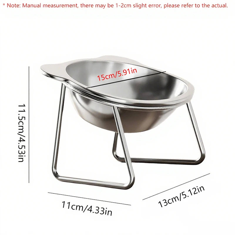 Booteely Tilted Cat Bowl Stainless Steel Cat Food Bowls with Metal