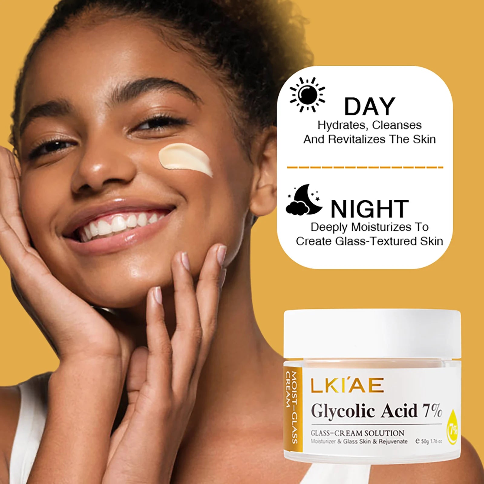 LKIAE Glycolic Acid Brightening Skin Care Set, Reduce Dark Spots, Unclog Pores, Clean Skin, Whitening Kit For All Skin Types