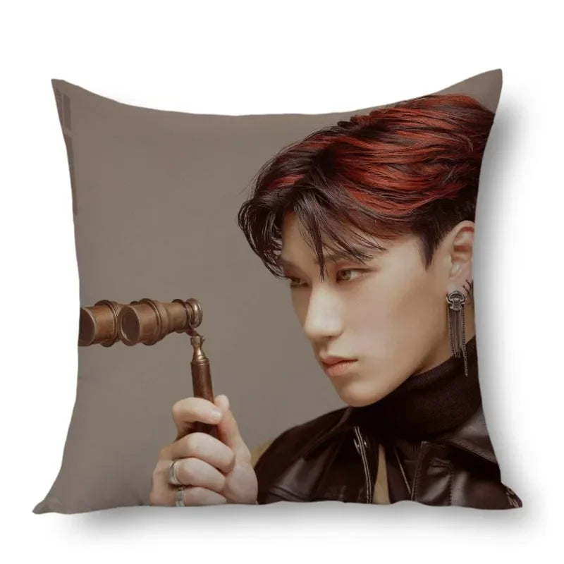 San Ateez Pillow Cover Bedroom Home Office Decorative Pillowcase Square Zipper Pillow Cases Satin Fabric Eco-Friendly WJY