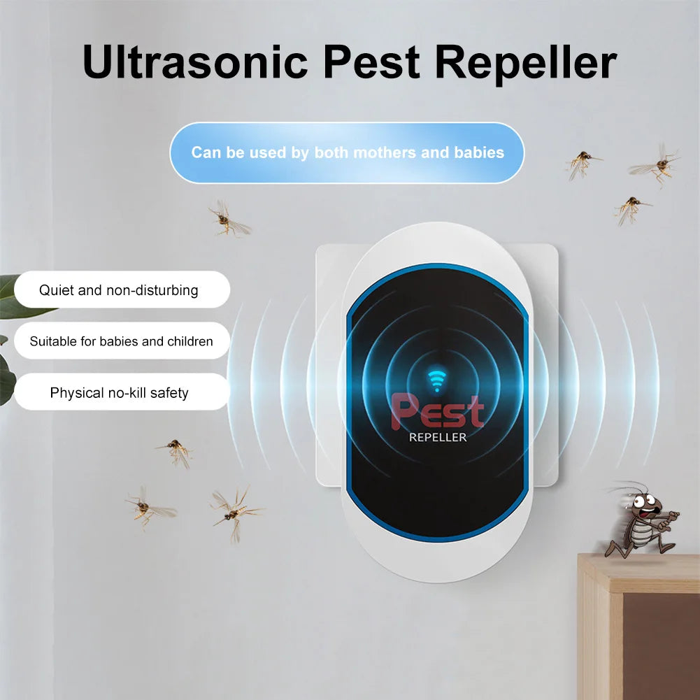 EU plug Ultrasonic Pest Repeller Electronic Pest Repeller No Noise Rat Mosquito Repellent Pest Control Device for Bat Mosquito