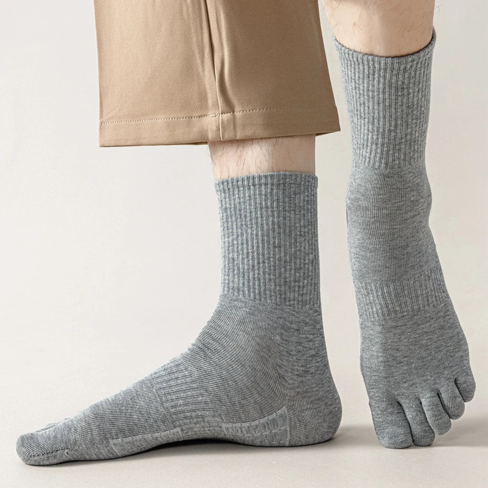 3 Pairs Five Finger Socks Men Anti-slip Sports Athletic Crew Socks Men High Quality Cotton Toe Socks Basketball Middle Tube