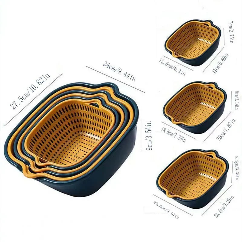 8PCS Kitchen Sink Vegetable Drainer Fruit Basket for Multifunctional Stackable Fruit Washing Basin Vegetable Drain Basket Basin