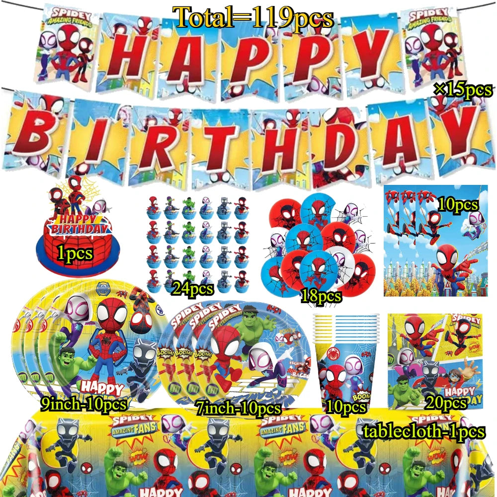 Spidey and Friends Kids Birthday Party Decor Set Disposable