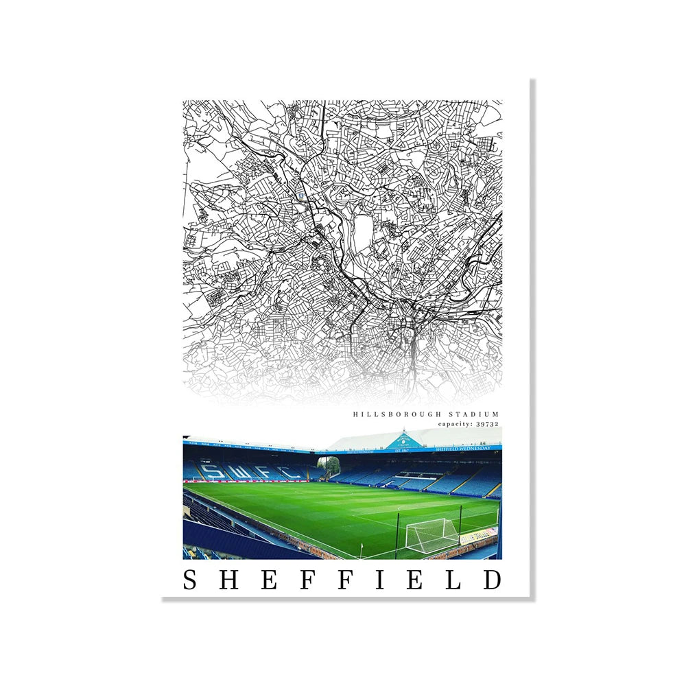 Football Poster Clubs Map Liverpool Manchester Football Stadium Poster Wall Art Canvas Painting for Living Room Home Decor