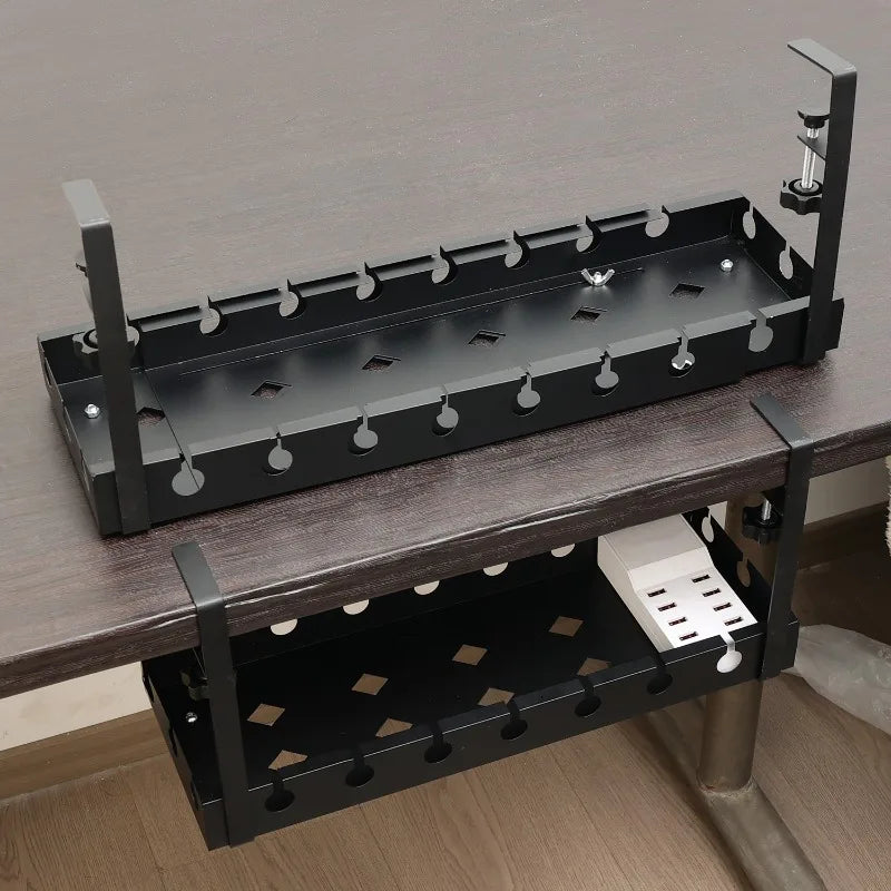 Under Desk Cable Management Metal Extendable Cable Wire Organizer Racks No Punching Strip Cord Holder Home Storage Accessories