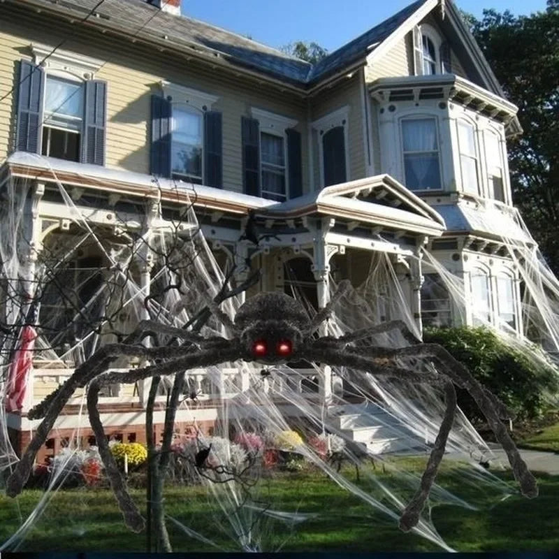 30cm/50cm/75cm/90cm/125cm/150cm/200cm Halloween Giant Black Spider Decoration Haunted House Prop Indoor Outdoor Decor